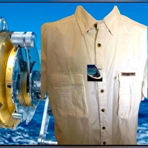 Hook & Tackle Men’s Large L White Hi-Tech vented fishing camp shirt NWT MSRP $49